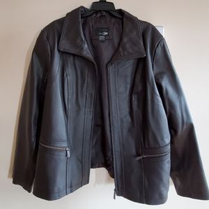 Genuine Leather Dark Brown Jacket Zipper New